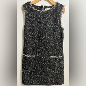 Max Studio Black Tweed Shift Dress with White Flecking